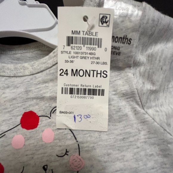 FIRST IMPRESSIONS GIRLS LIGHT GREY CAT LOGO TOP - Picture 5 of 5